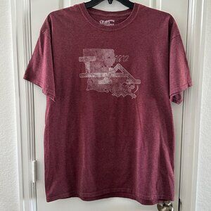 State Love Maroon Graphic T-Shirt Louisiana 1812 Map Design XL Cotton/Polyester